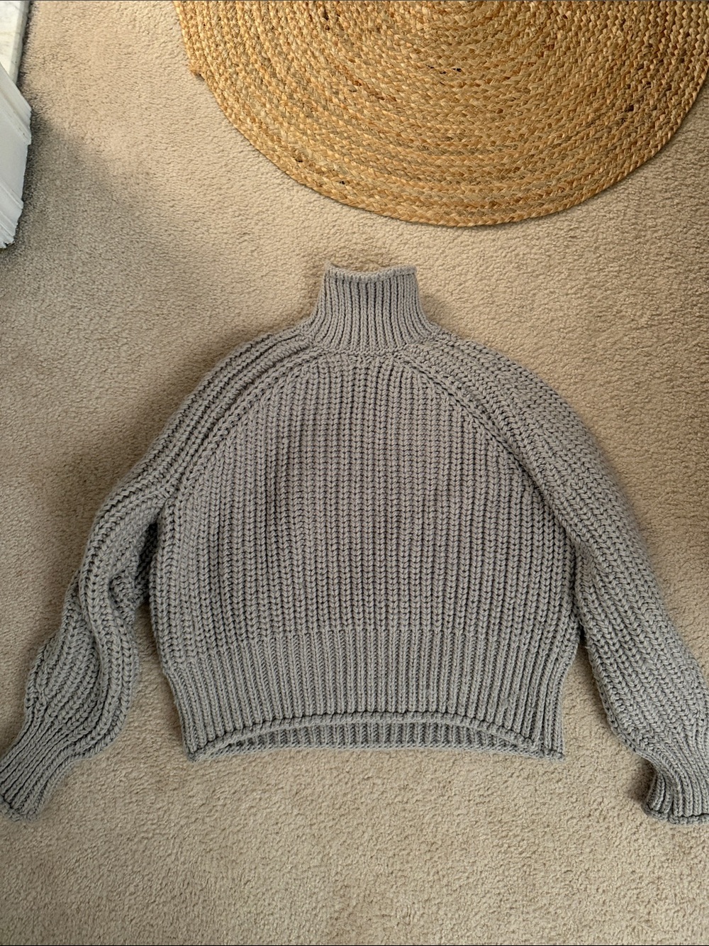H&M Chunky Ribbed Turtleneck Sweater - Light Gray